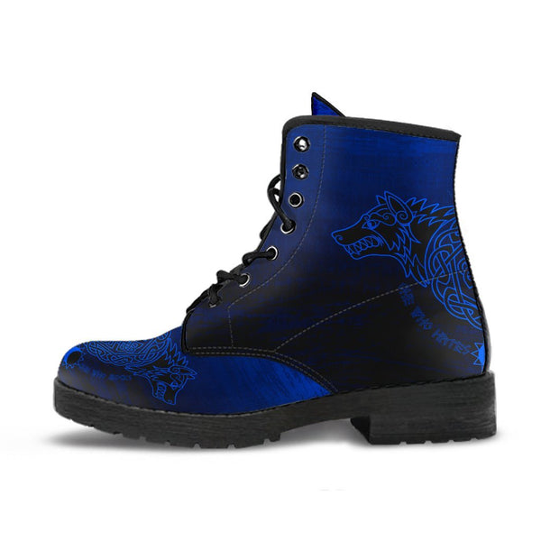 Viking Leather Boots Skoll And Hati Blue