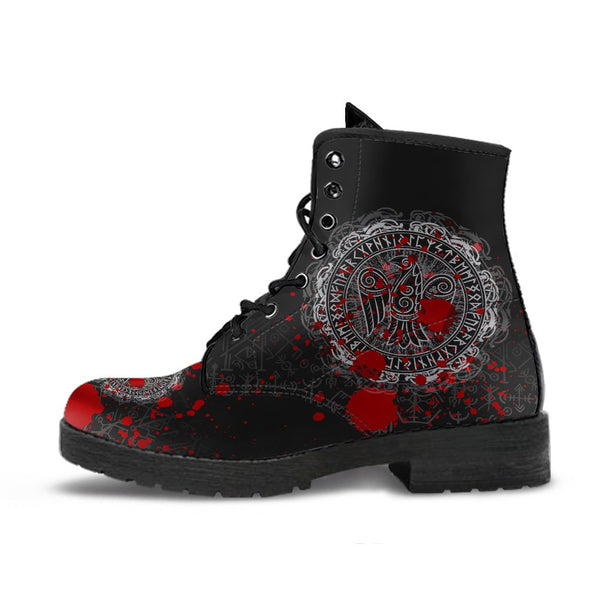 Viking Leather Boots Raven Celtic Tattoo Blood