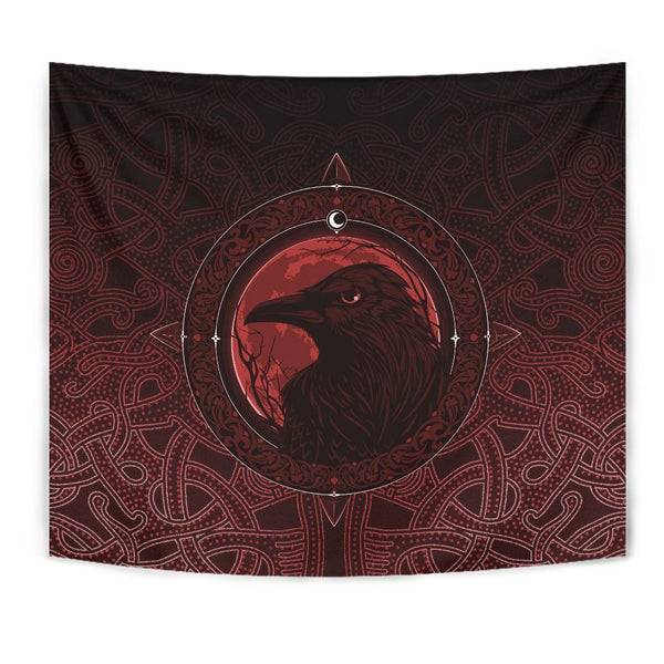 Viking Tapestry Ethnic Odin Raven Red