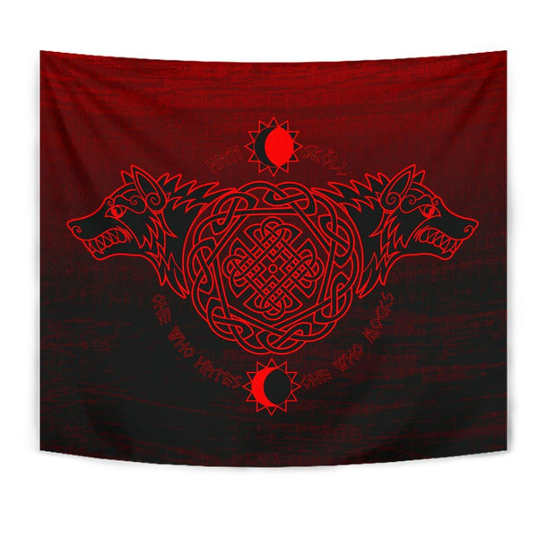 Viking Tapestry Skoll And Hati Red Style