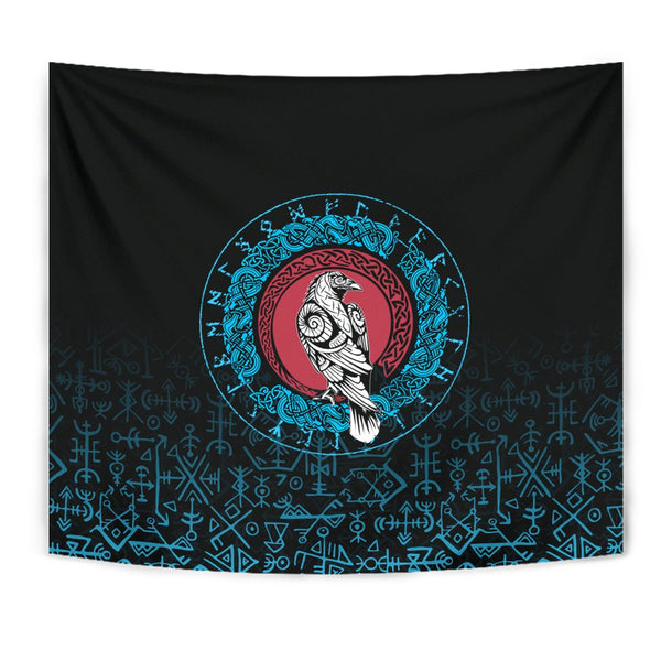 Viking Tapestry Raven Celtic Cyan