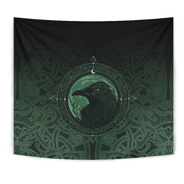 Viking Tapestry Ethnic Odin Raven Green