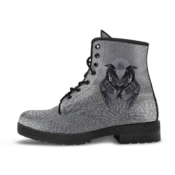 Viking Leather Boots Raven Valknut