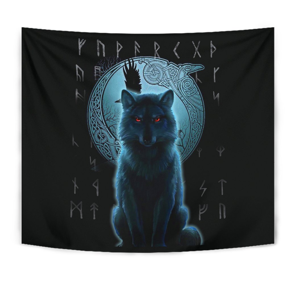 Viking Tapestry Fenrir Viking Tapestry Wolf And Moon