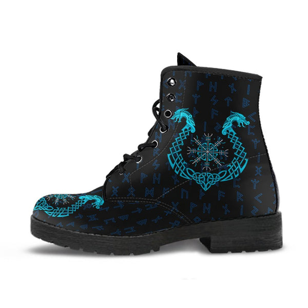 Viking Leather Boots Aegishjalmur Helm Of Awe Blue Edition