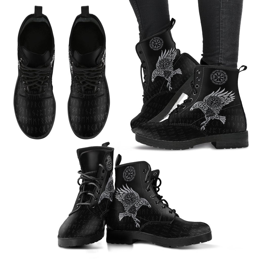 Viking Leather Boots The Raven Of Odin Tattoo Ver01