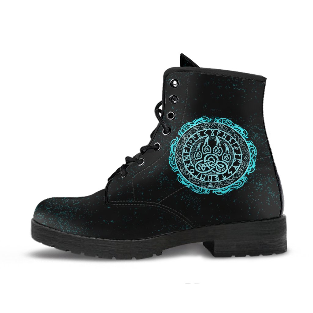 Viking Leather Boots Bear Claws Cyan Tattoo