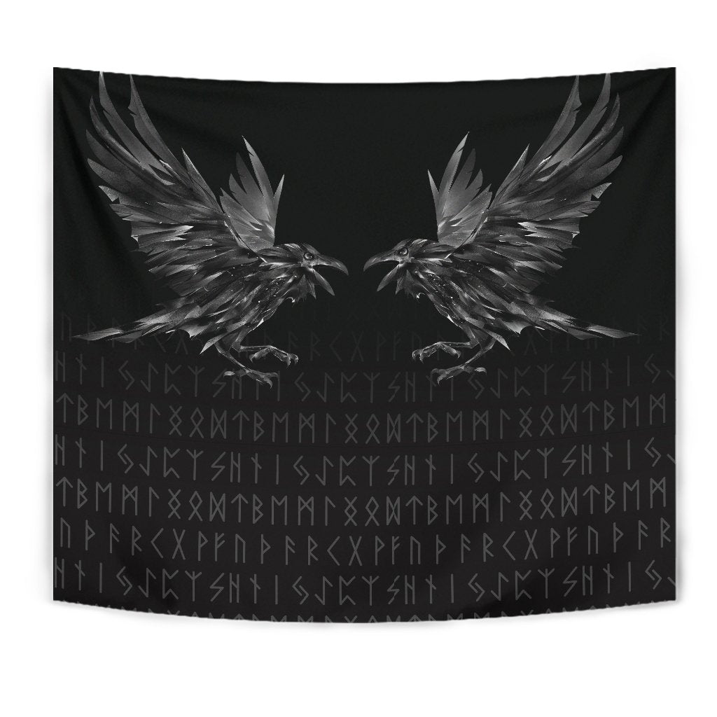 Viking Tapestry Odin Huginn and Muninn Rune