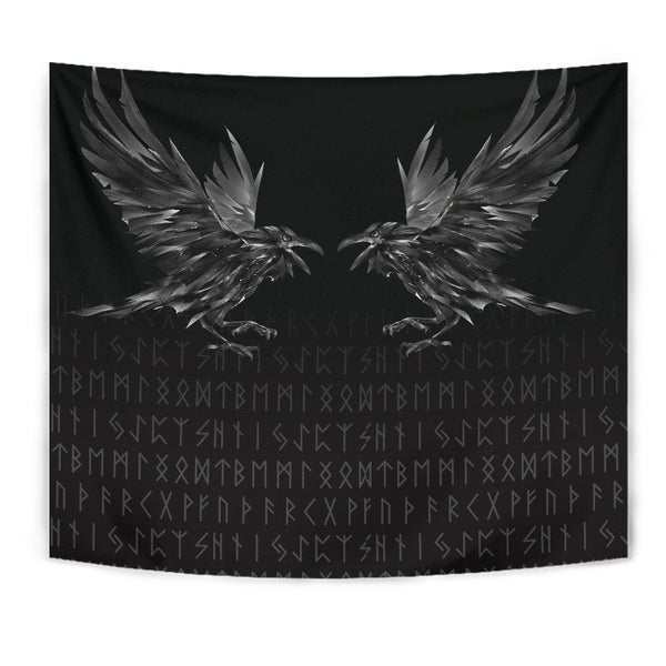 Viking Tapestry Odin Huginn and Muninn Rune