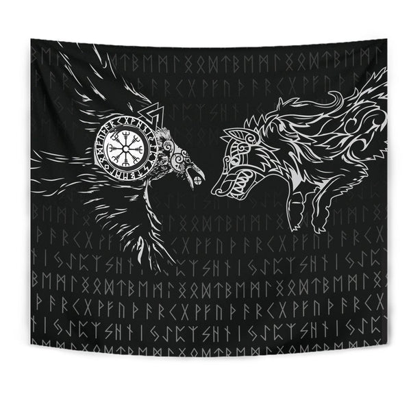 Viking Tapestry Raven and Wolf Special Tattoo