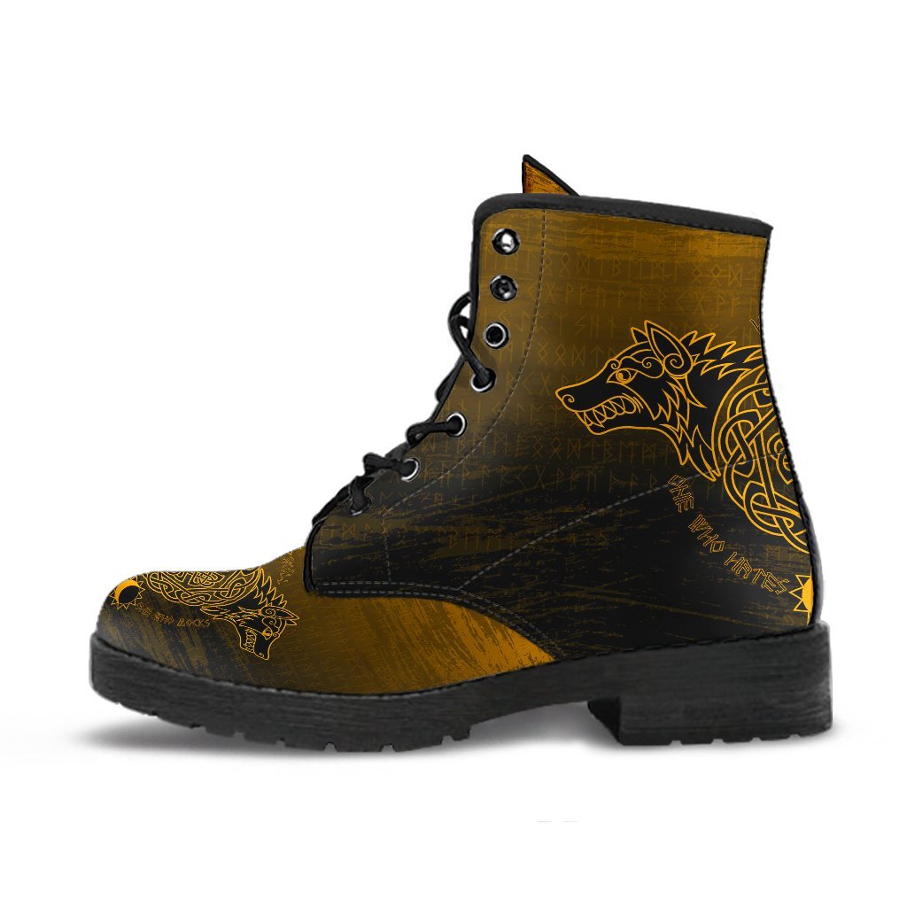 Viking Leather Boots Skoll And Hati Gold