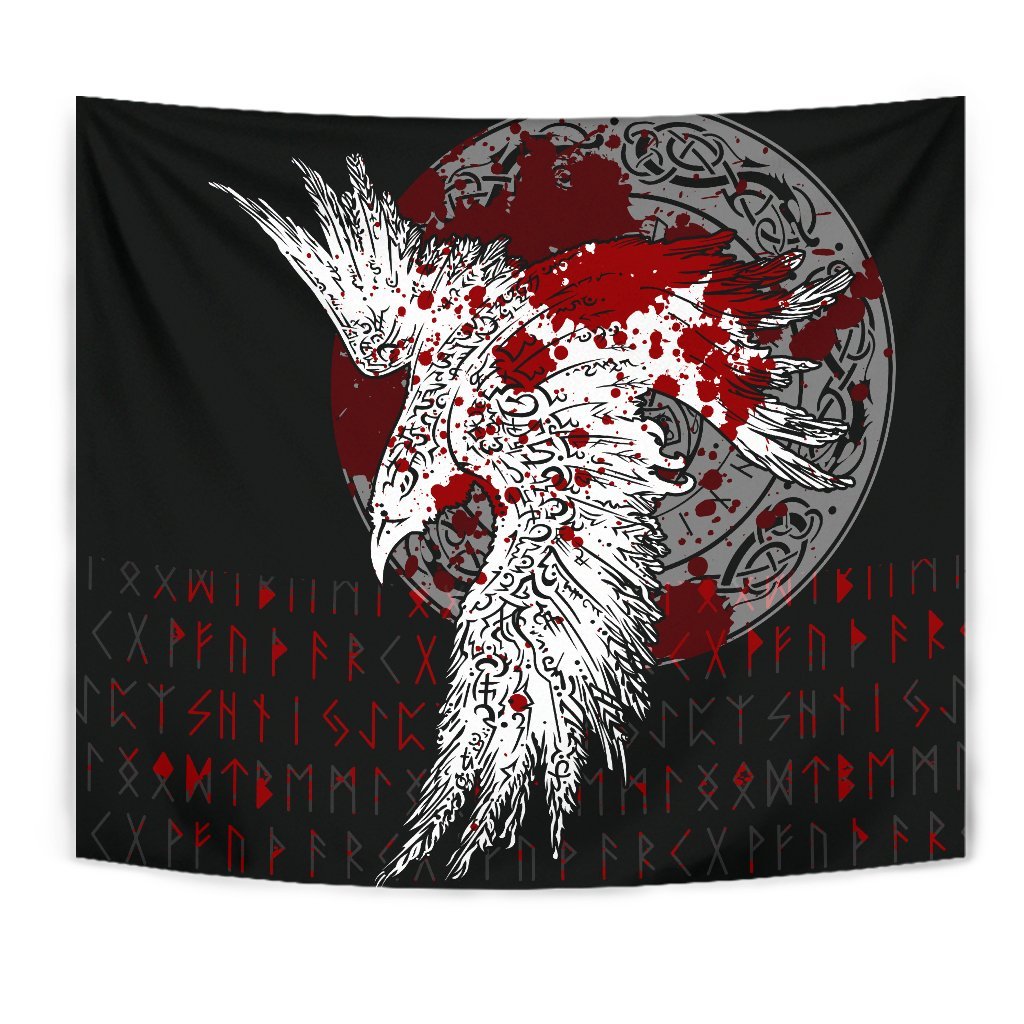 Viking Tapestry Mystical Raven Tattoo Blood