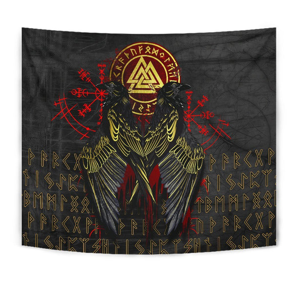 Viking Tapestry Valknut and Ravens Tattoo