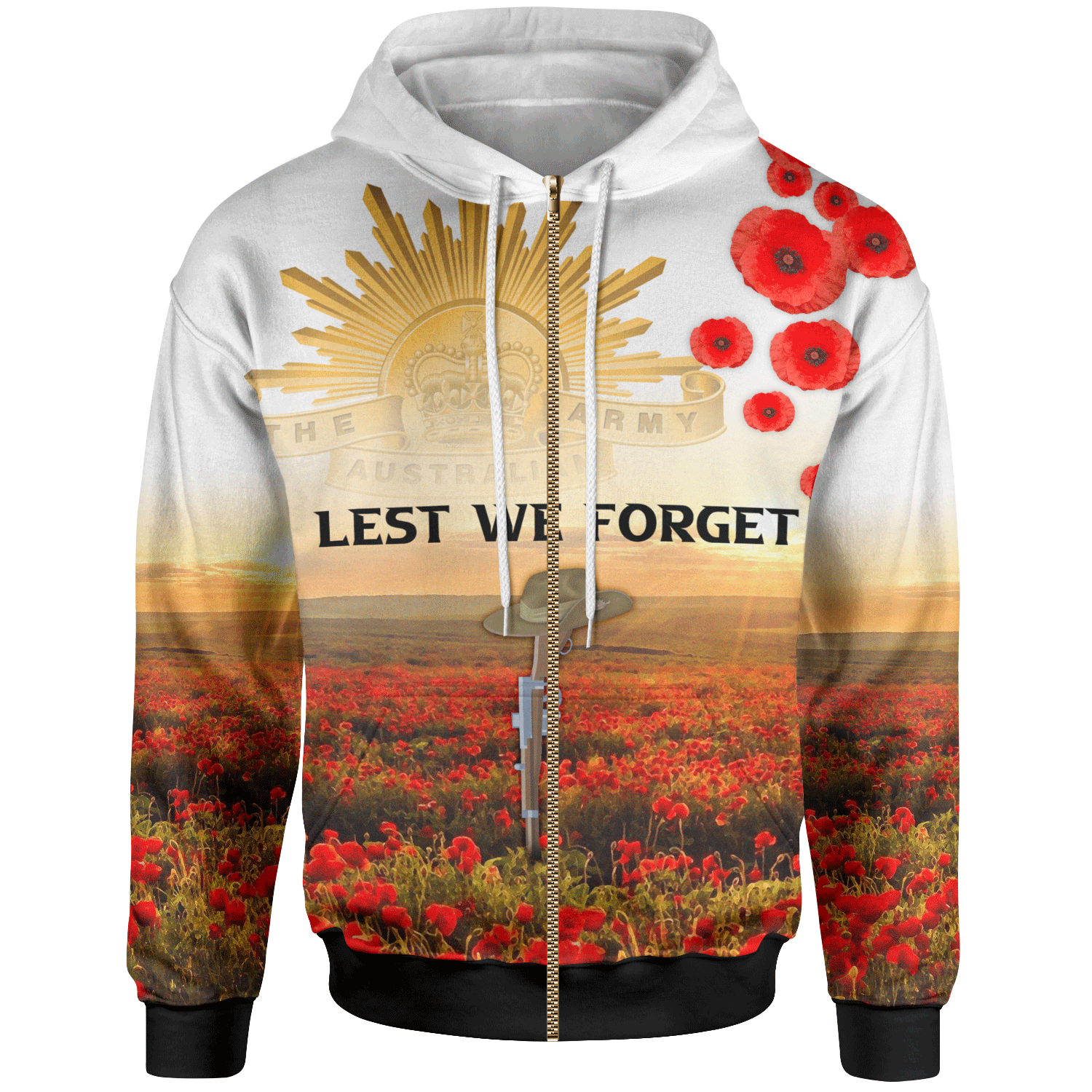 Anzac Day 2022 Zip Hoodie - We Will Remember Them