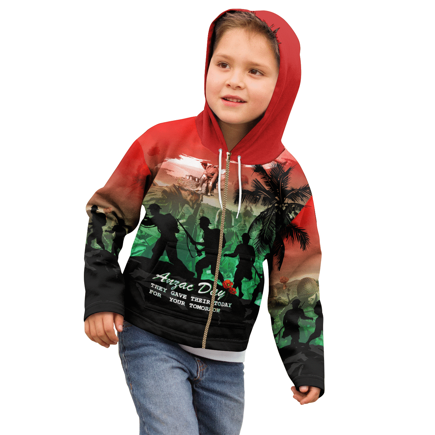 Anzac Zip Hoodie Kid - They Gave Their Today For Your Tomorrow