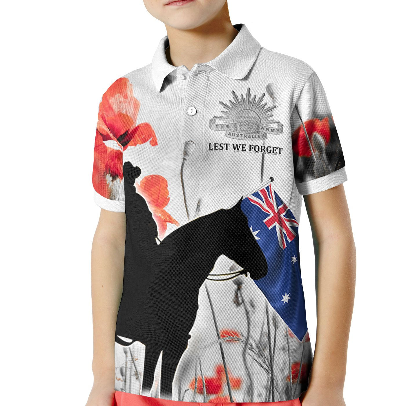 Anzac Polo - Anzac Lest We Forget  Australian Light Horse Kid Polo Shirt