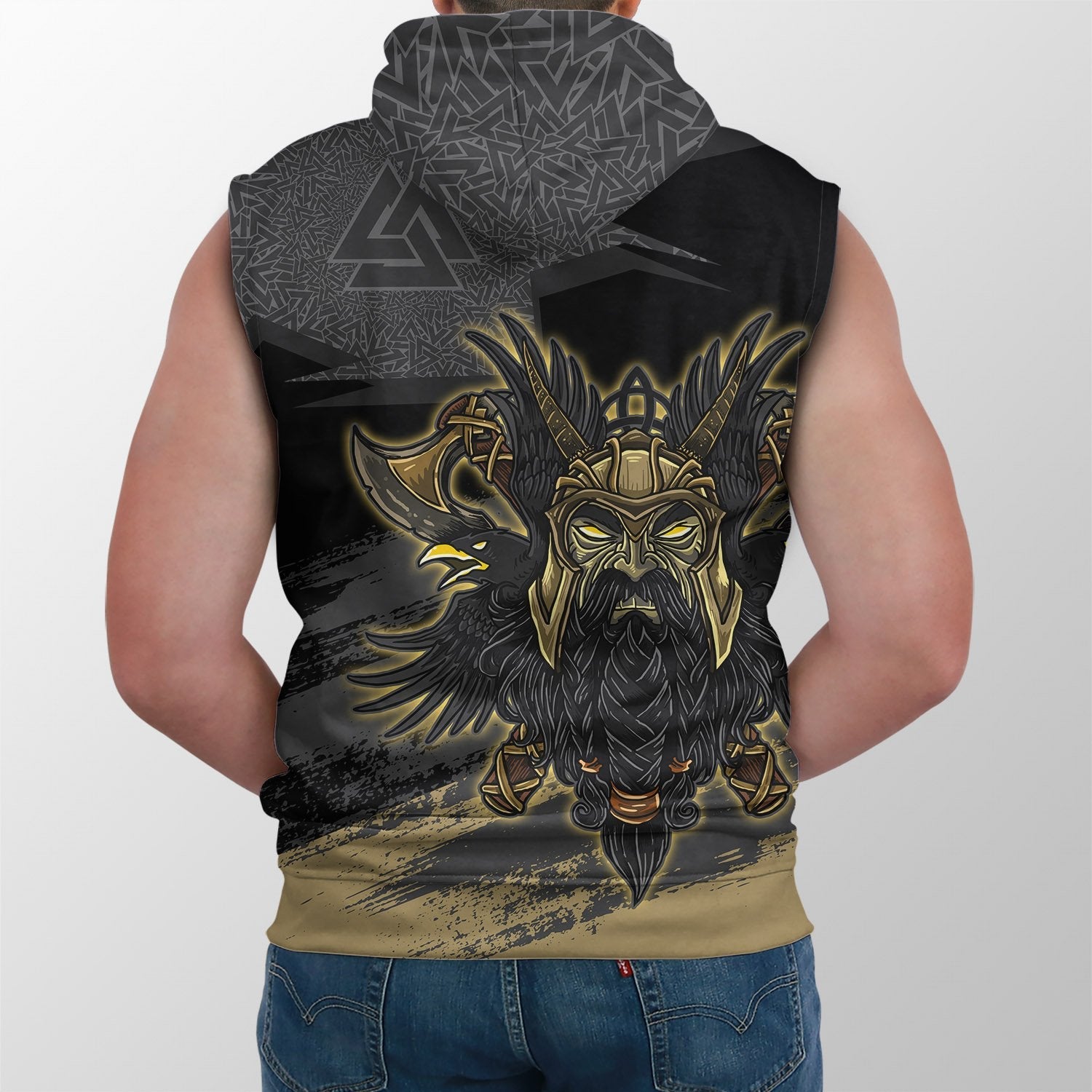 Viking Sleeveless Hoodie Odin Valknut The Symbol of Odin