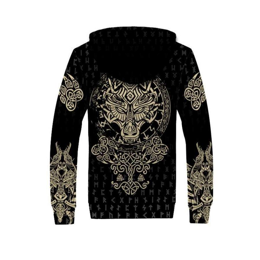 Viking Sherpa Hoodie Wolf Fenrir