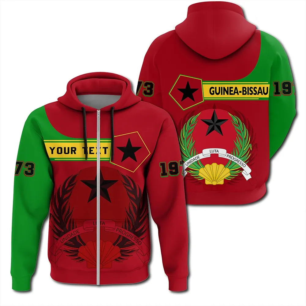 Custom Guinea-Bissau Zip Hoodie Pentagon Style