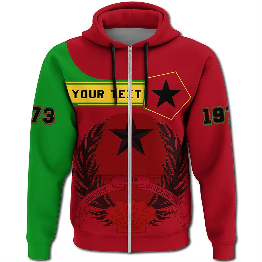 Custom Guinea-Bissau Zip Hoodie Pentagon Style