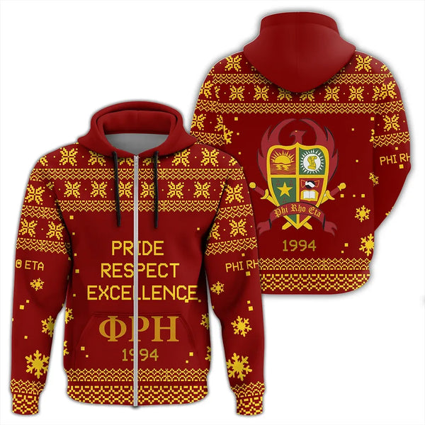 Phi Rho Eta Xmas Motto Zip Hoodie J09