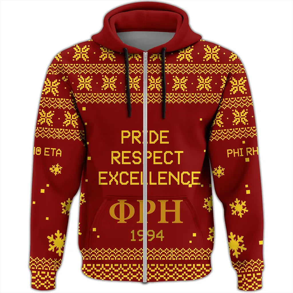 Phi Rho Eta Xmas Motto Zip Hoodie J09