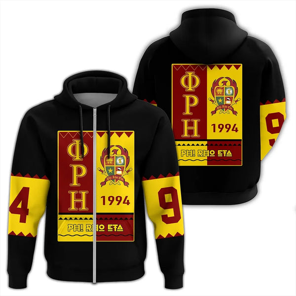 Phi Rho Eta Black Style Zip Hoodie J09