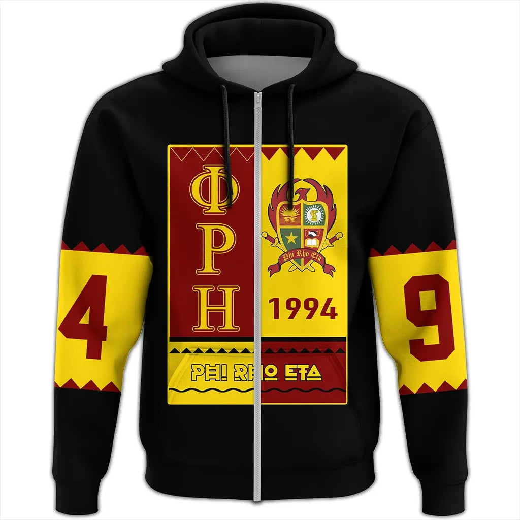 Phi Rho Eta Black Style Zip Hoodie J09