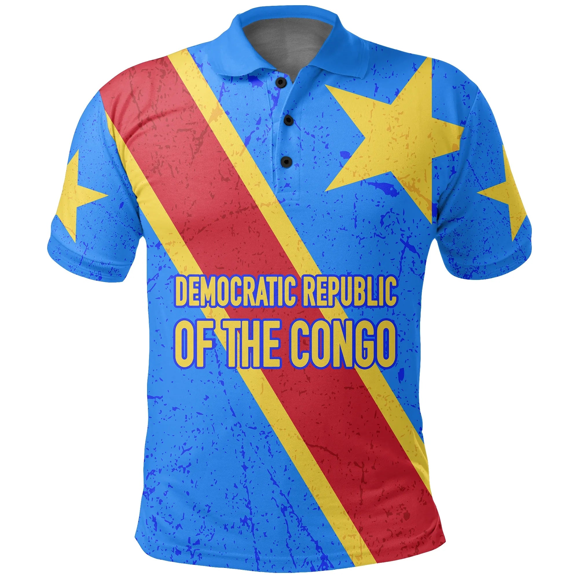 Democratic Republic of the Congo Grunge Style Polo Shirt