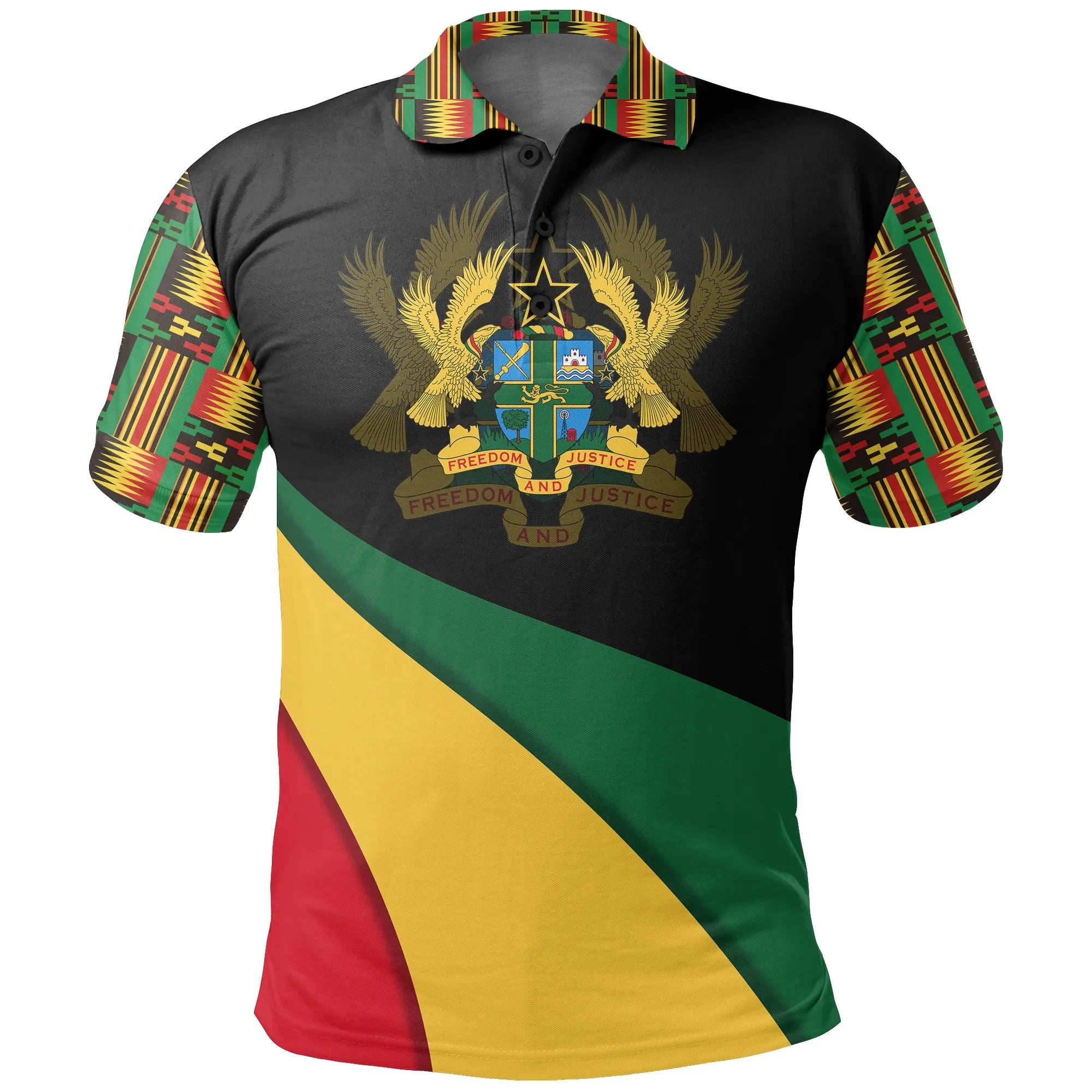 Ghana Flag Kente Polo Shirt - Bend Style