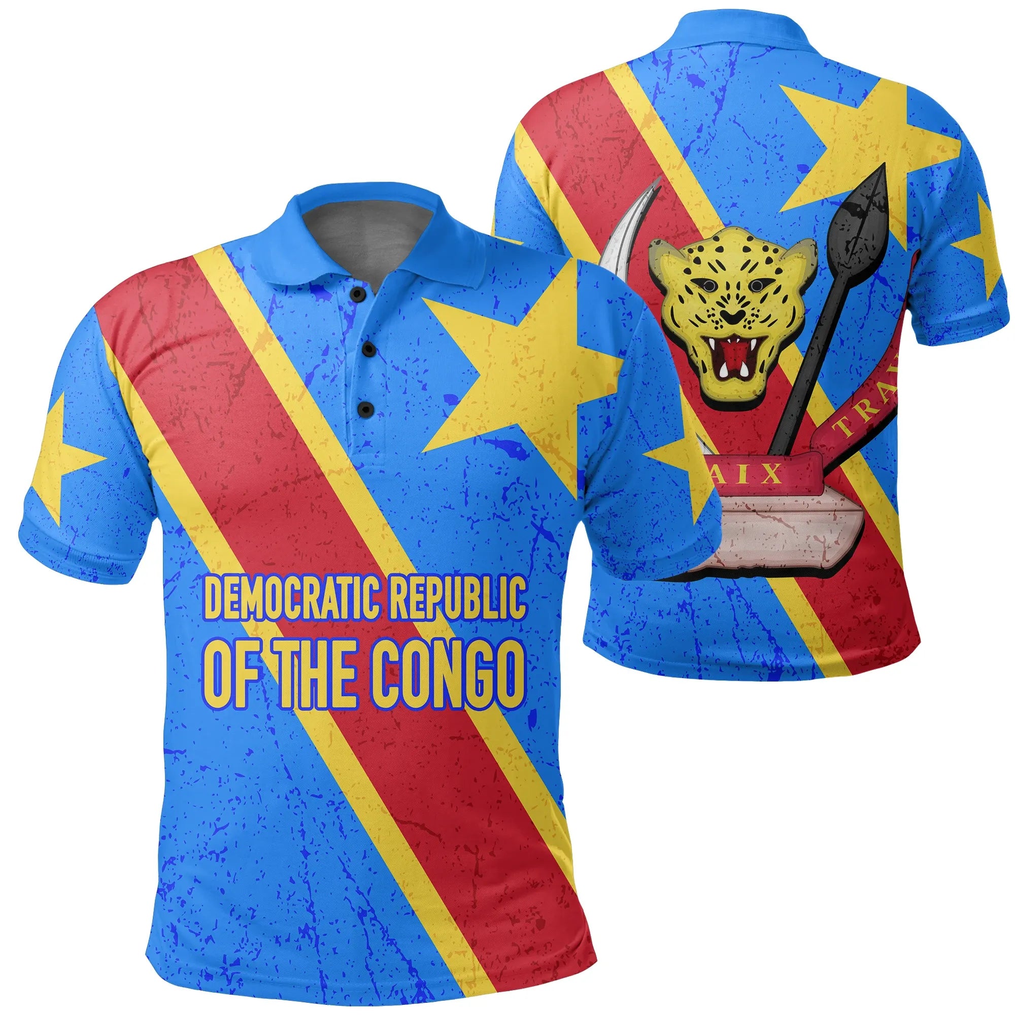 Democratic Republic of the Congo Grunge Style Polo Shirt