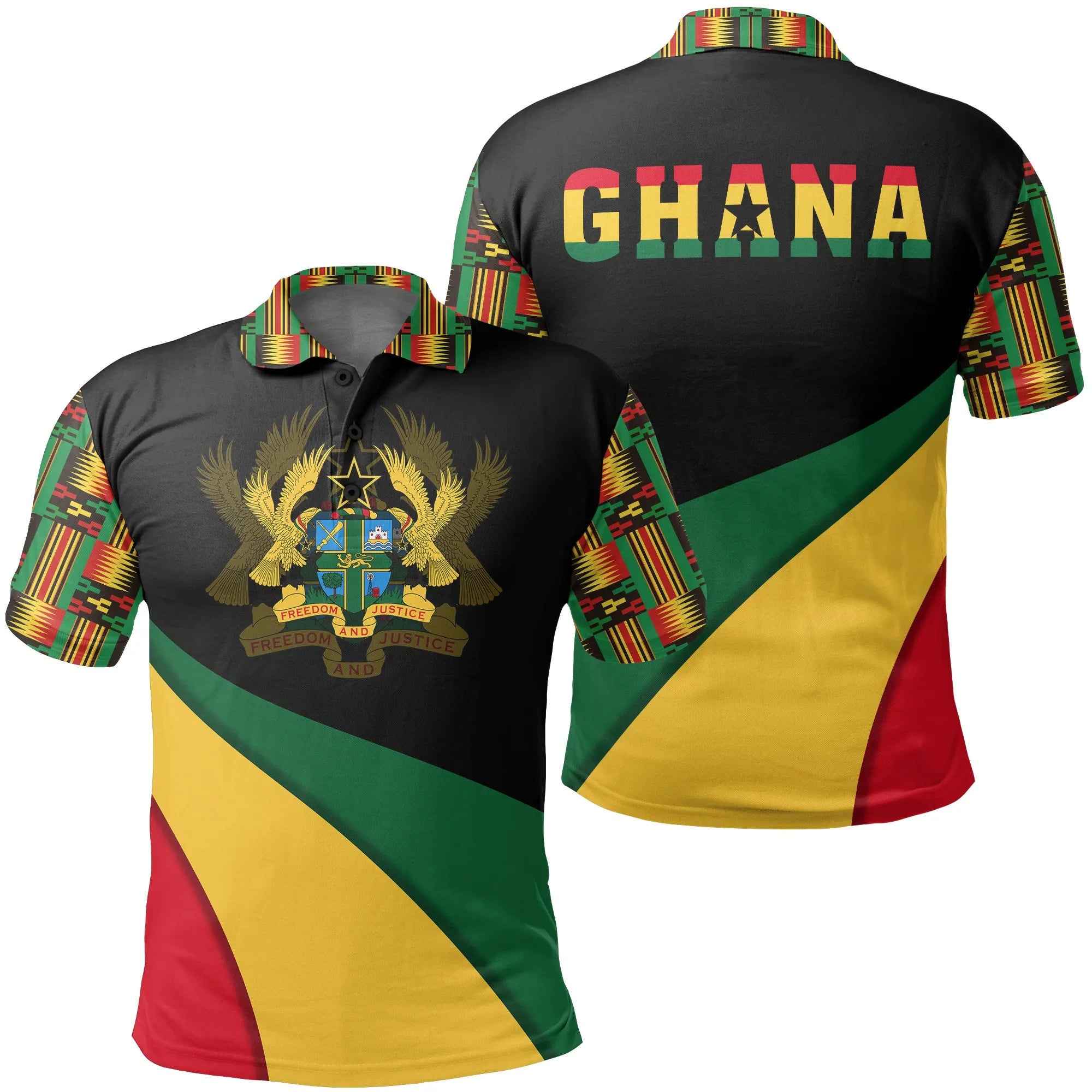 Ghana Flag Kente Polo Shirt - Bend Style