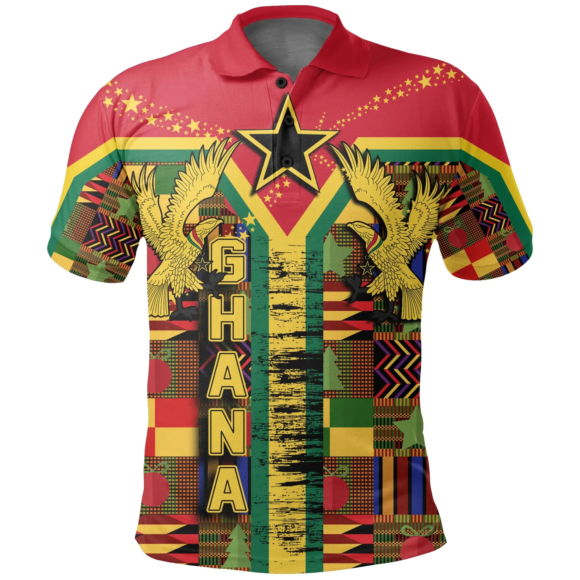 Ghana Pattern Kente Christmas Polo Shirt