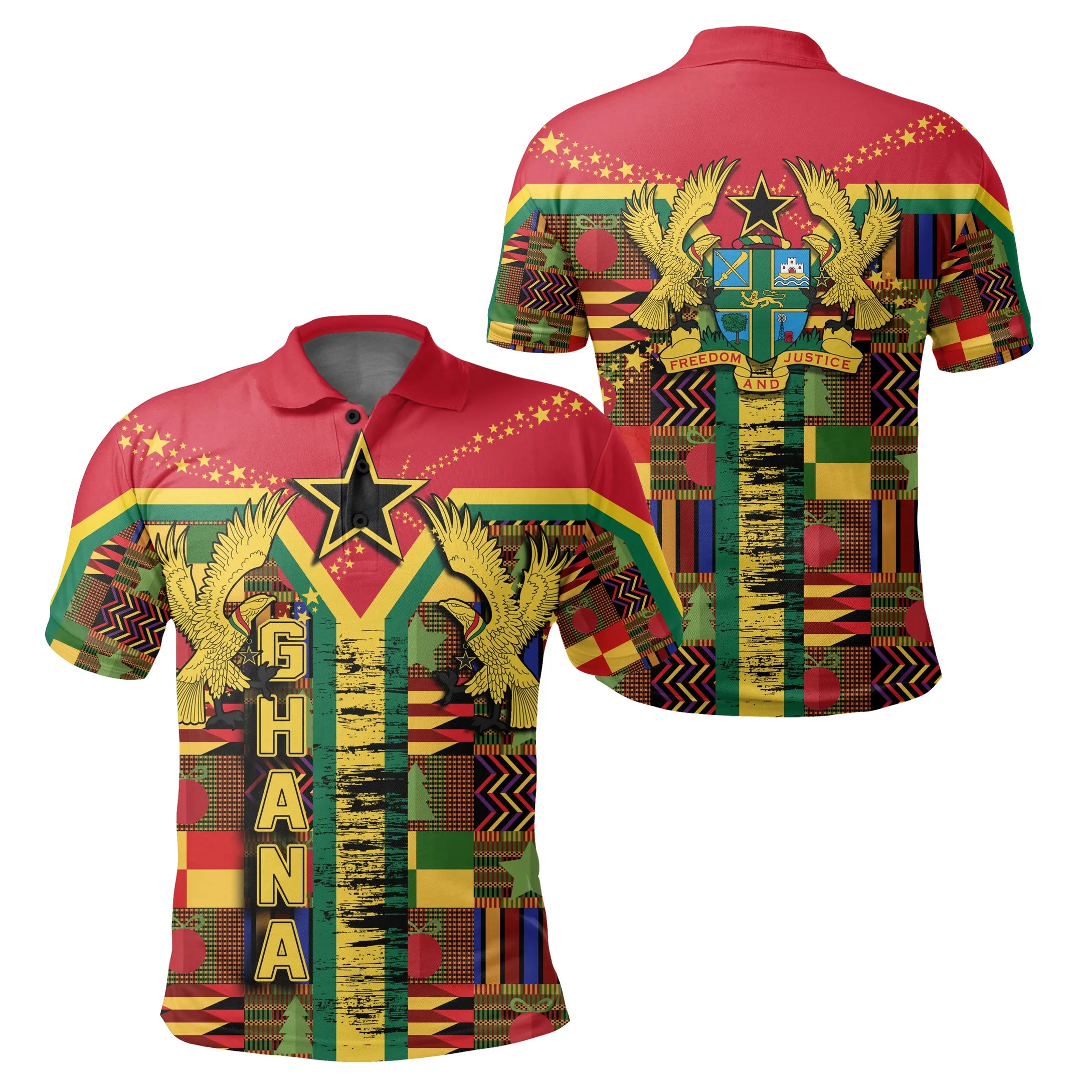 Ghana Pattern Kente Christmas Polo Shirt