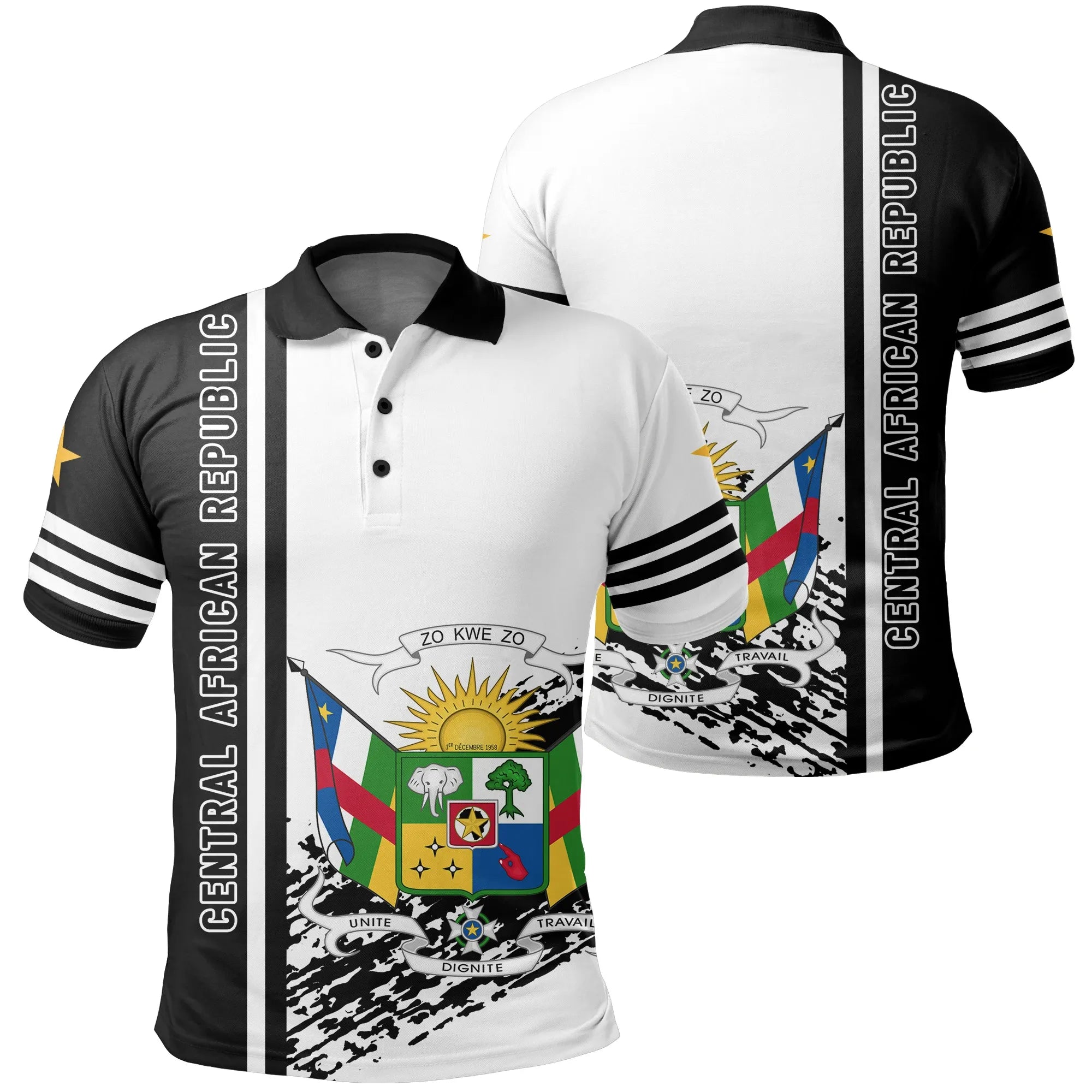 Central African Republic Quarter Style Polo Shirt