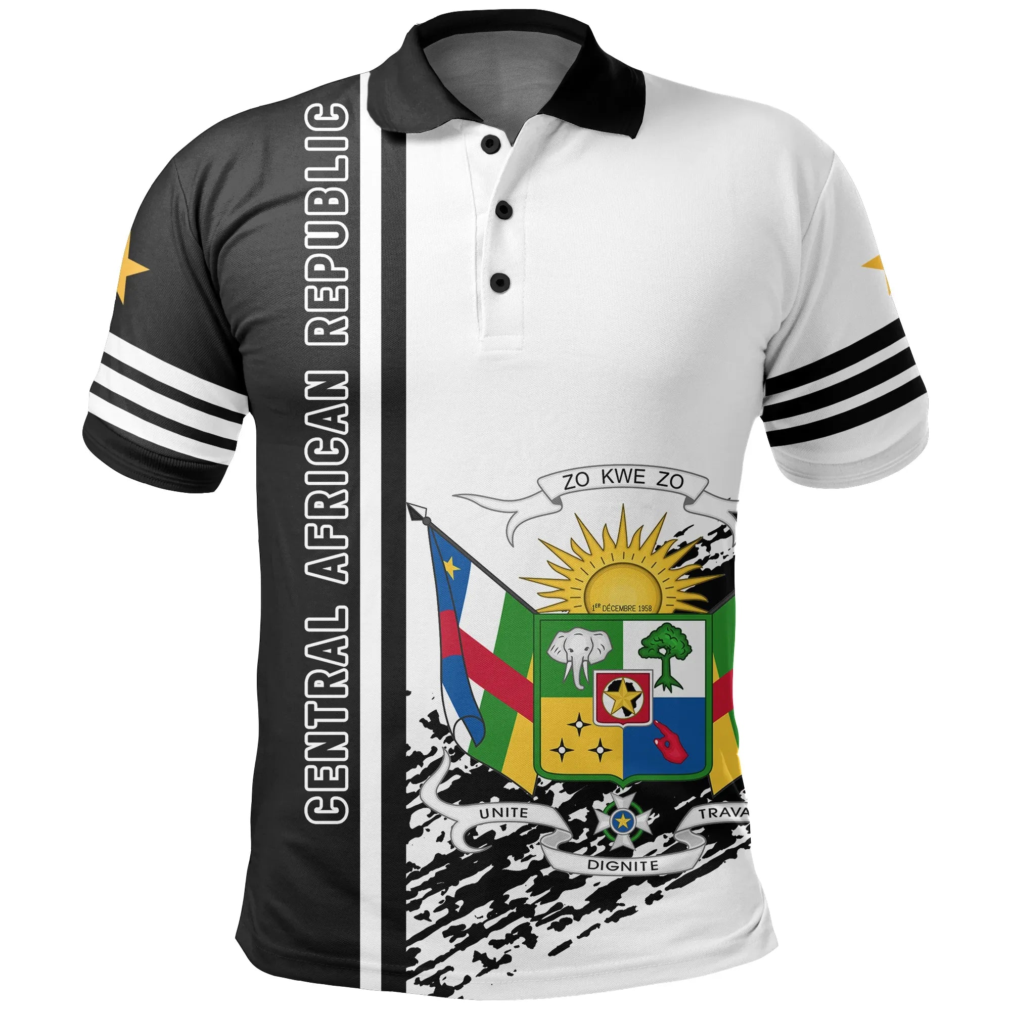 Central African Republic Quarter Style Polo Shirt