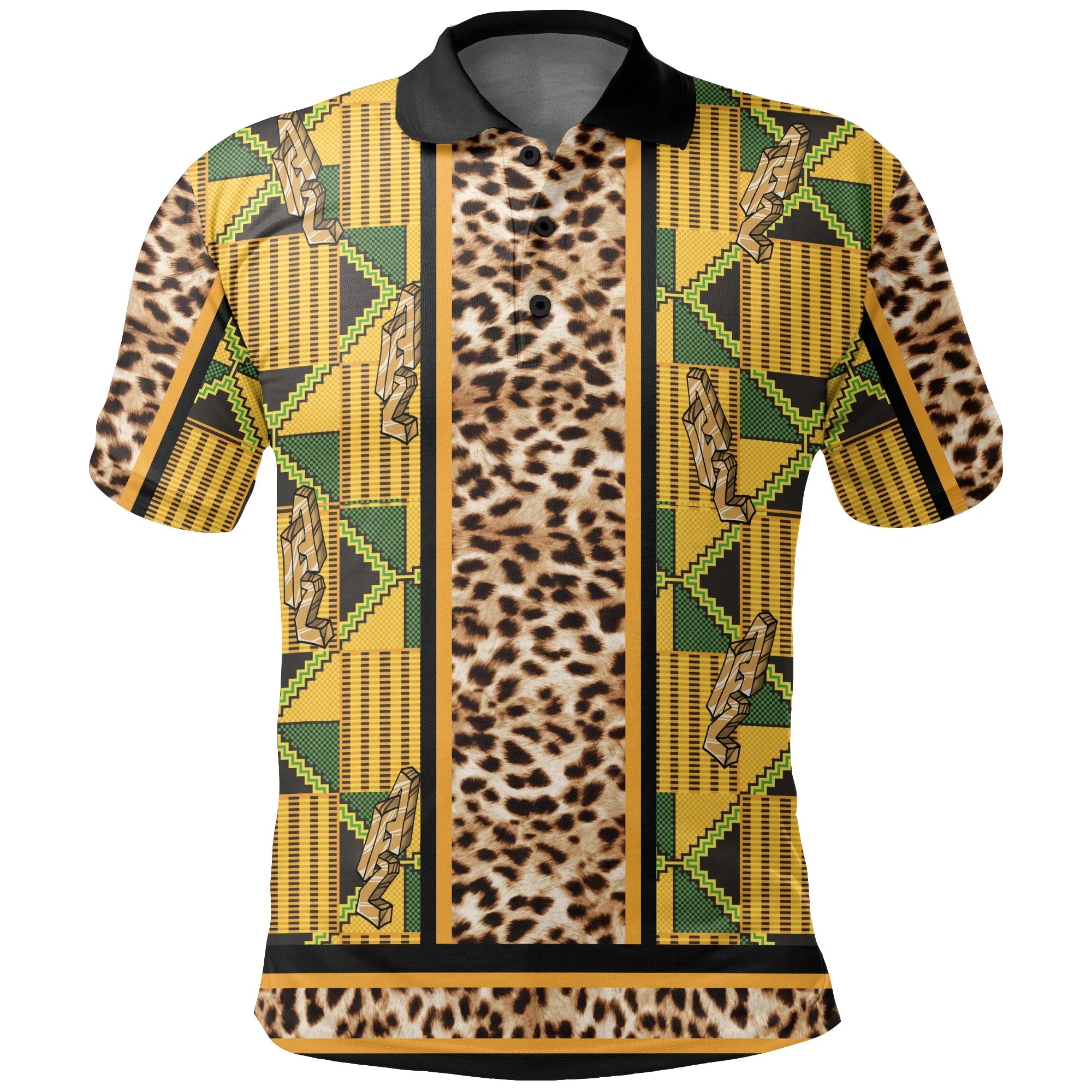 Ghana Kente Leopard King Polo Shirt