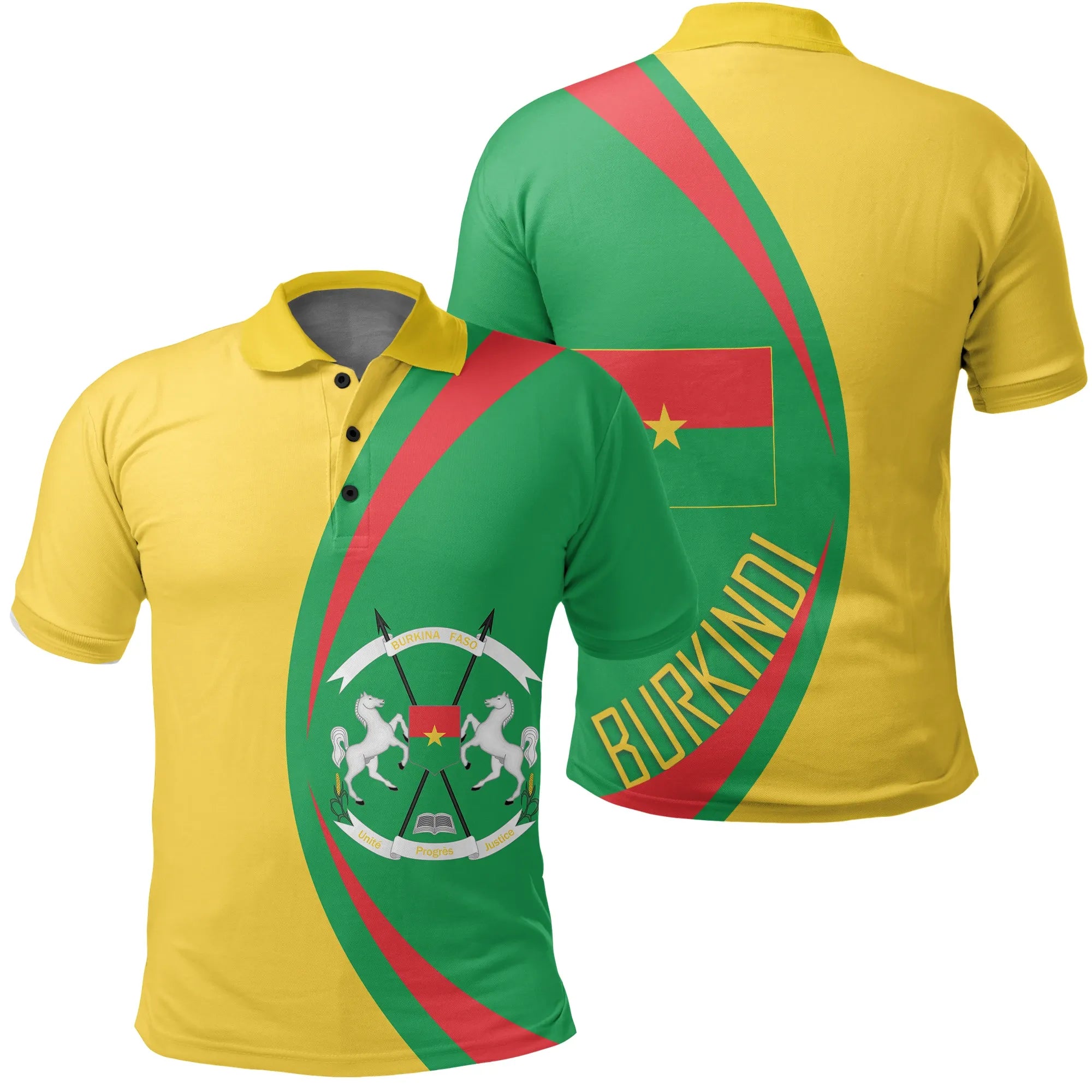 Burkina Faso Pride Burkindi Polo Shirt - Circle Style