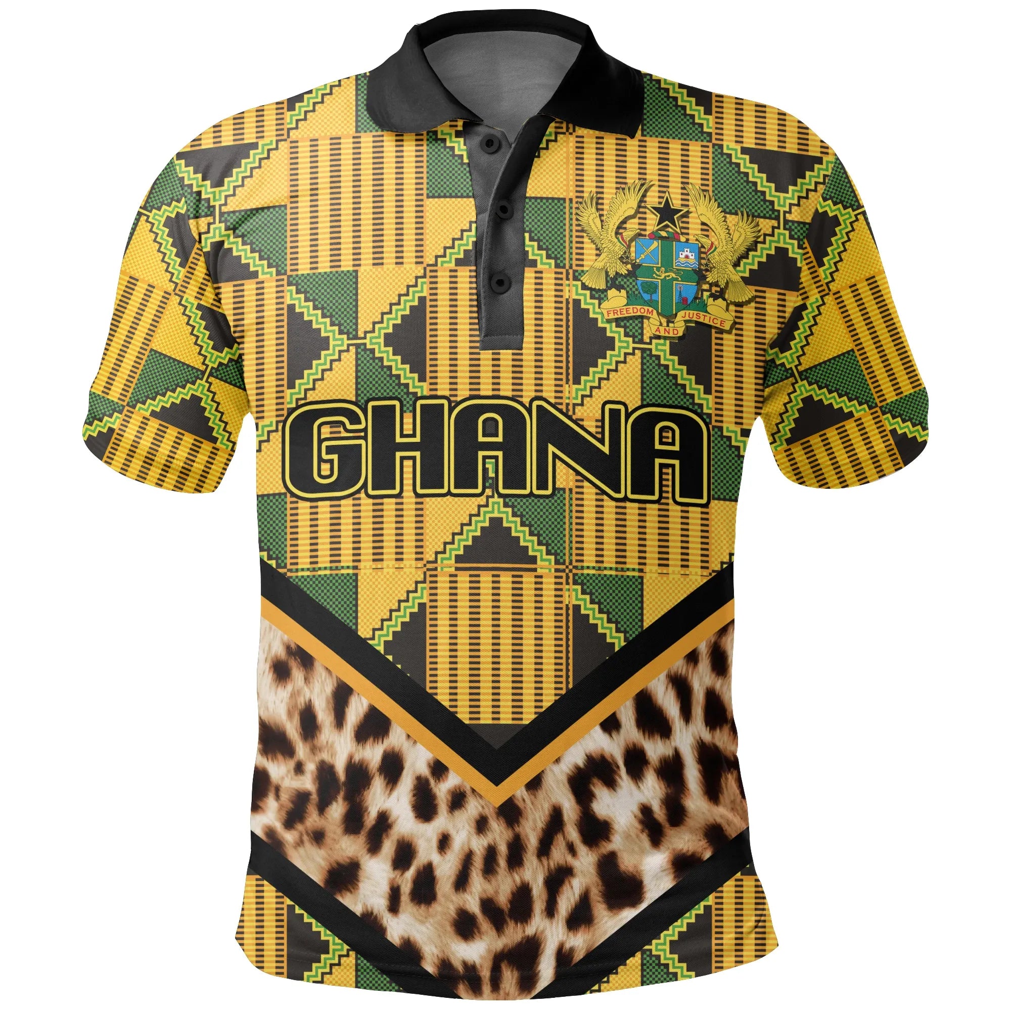 Ghana Leopard King Coat Of Arms Polo Shirt