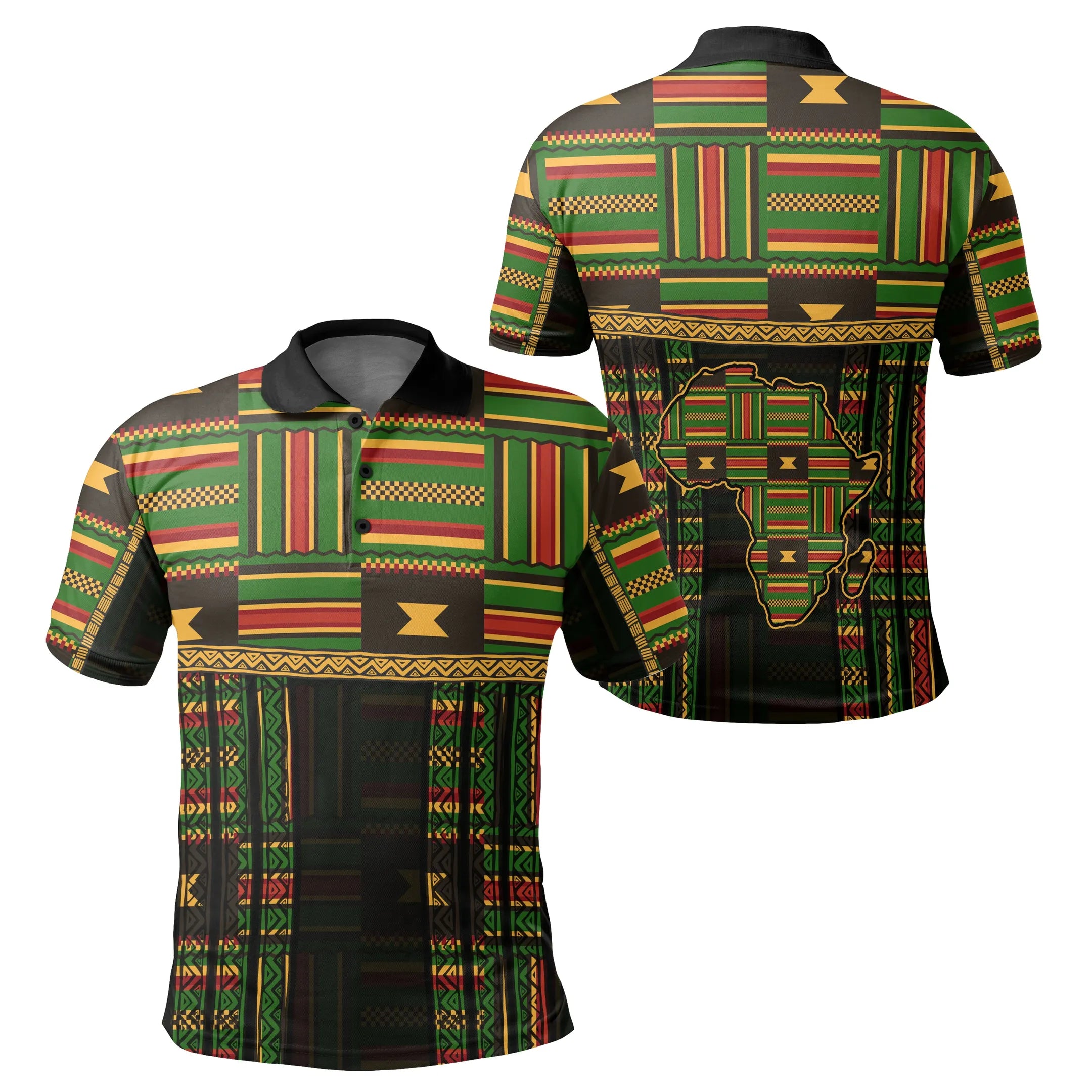 Africa Map Kente Ghanaian Pattern Polo Shirt