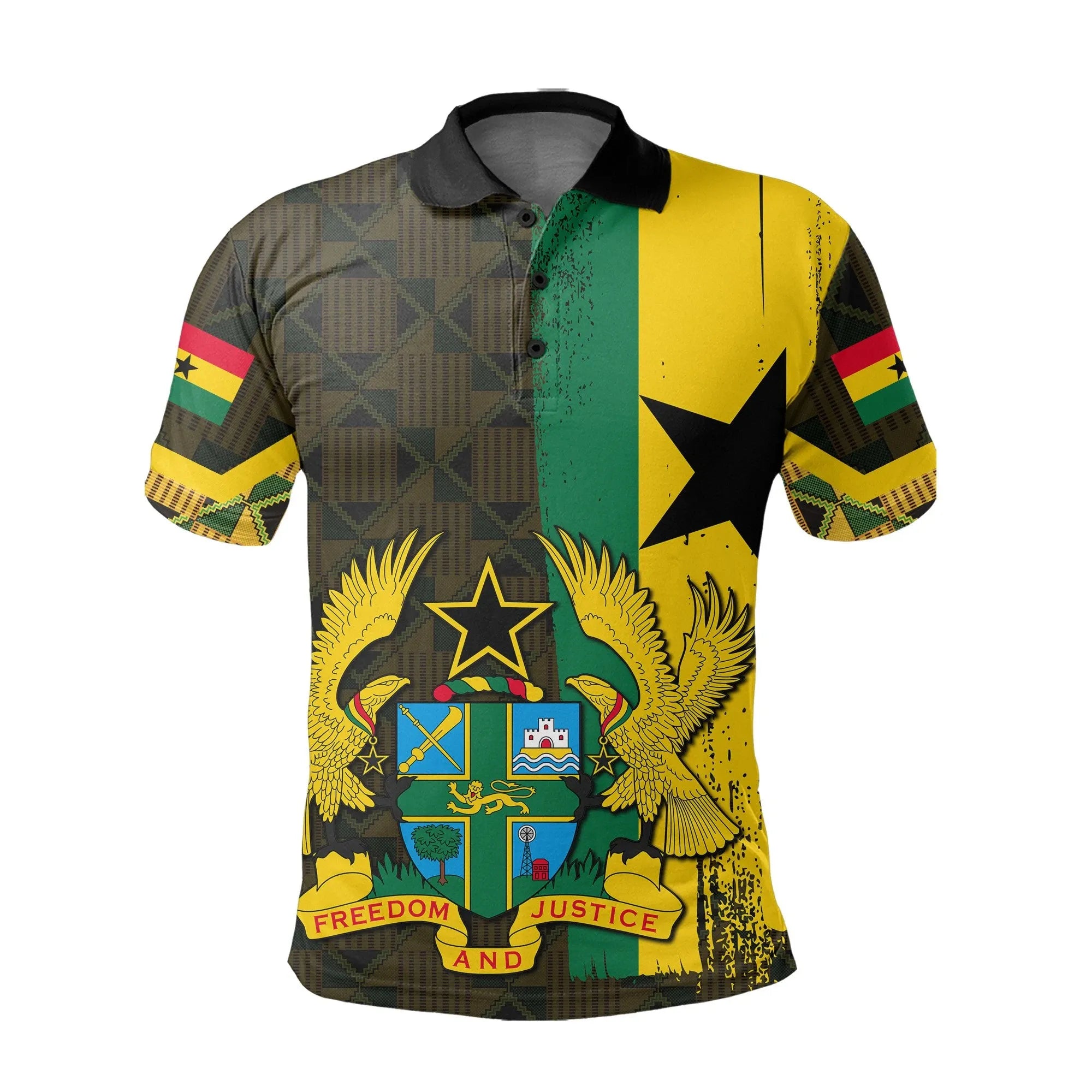 Ghana Coat Of Arms Kente Polo Shirt