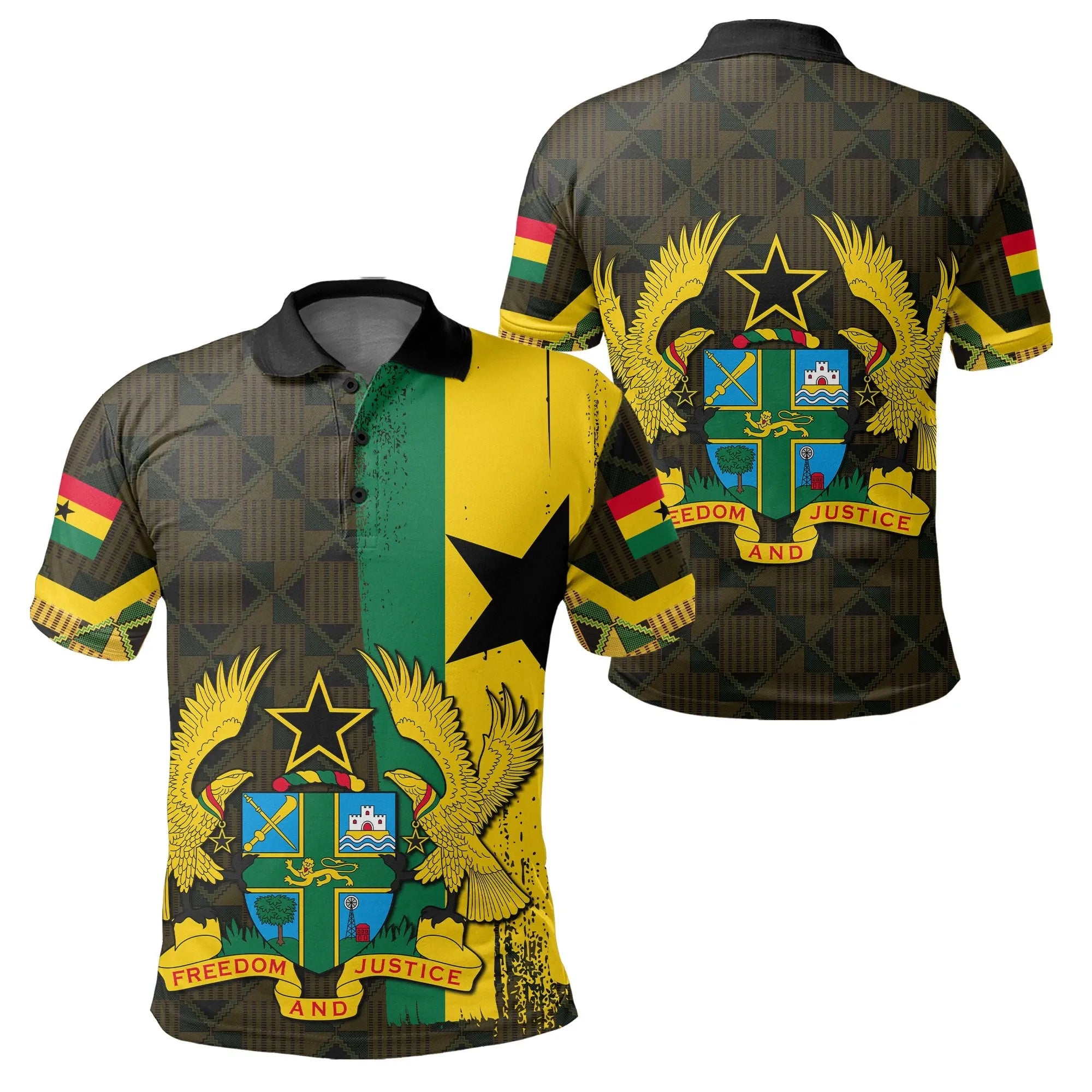 Ghana Coat Of Arms Kente Polo Shirt