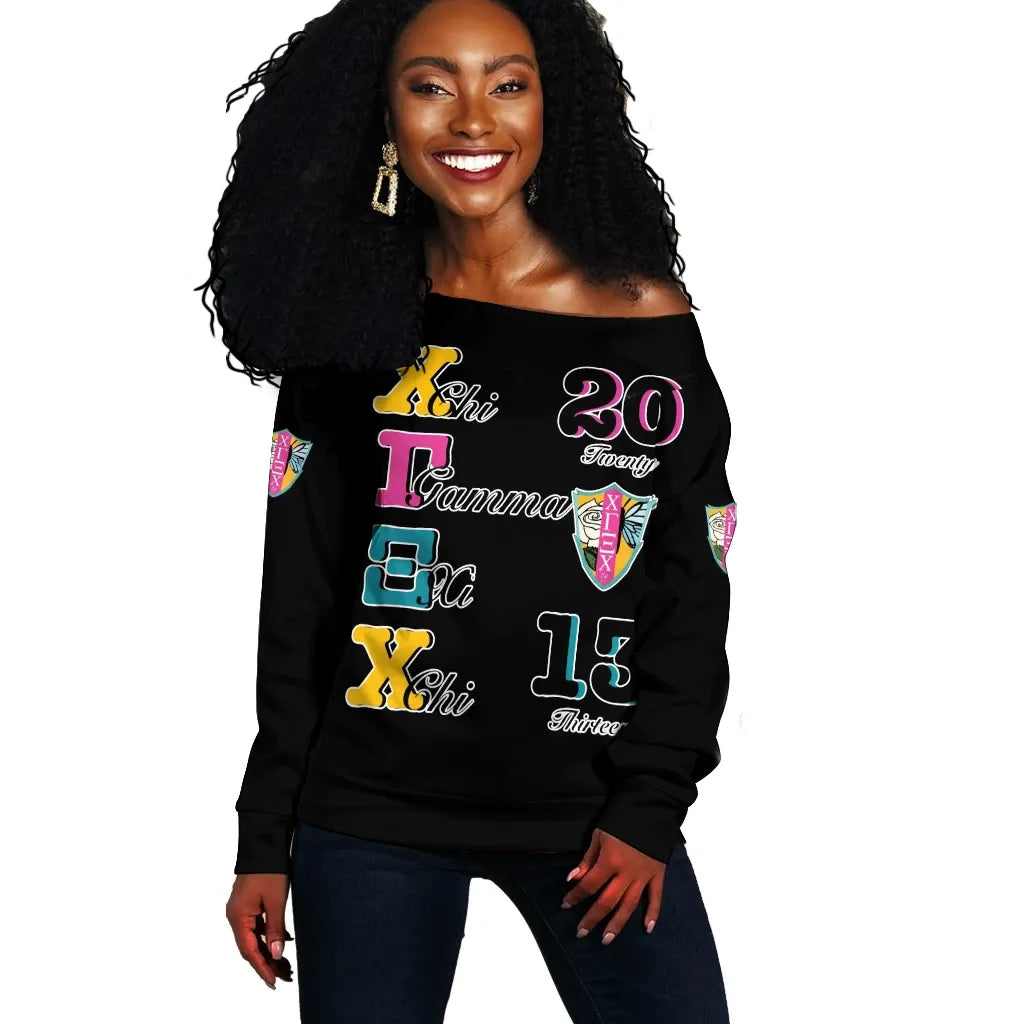 Sweatshirt - Chi Gamma Xi Chi Pearls Women Off Shoulder J5