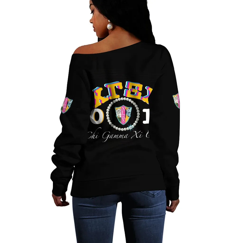 Sweatshirt - Chi Gamma Xi Chi Pearls Women Off Shoulder J5