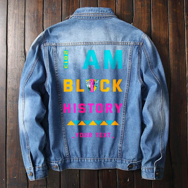 Jacket - Personalised Chi Gamma Xi Chi Denim Jacket - I Am Black History