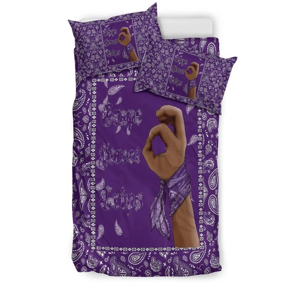 Grape Street Crips Gang Sign - Bedding Set Purple Bandana