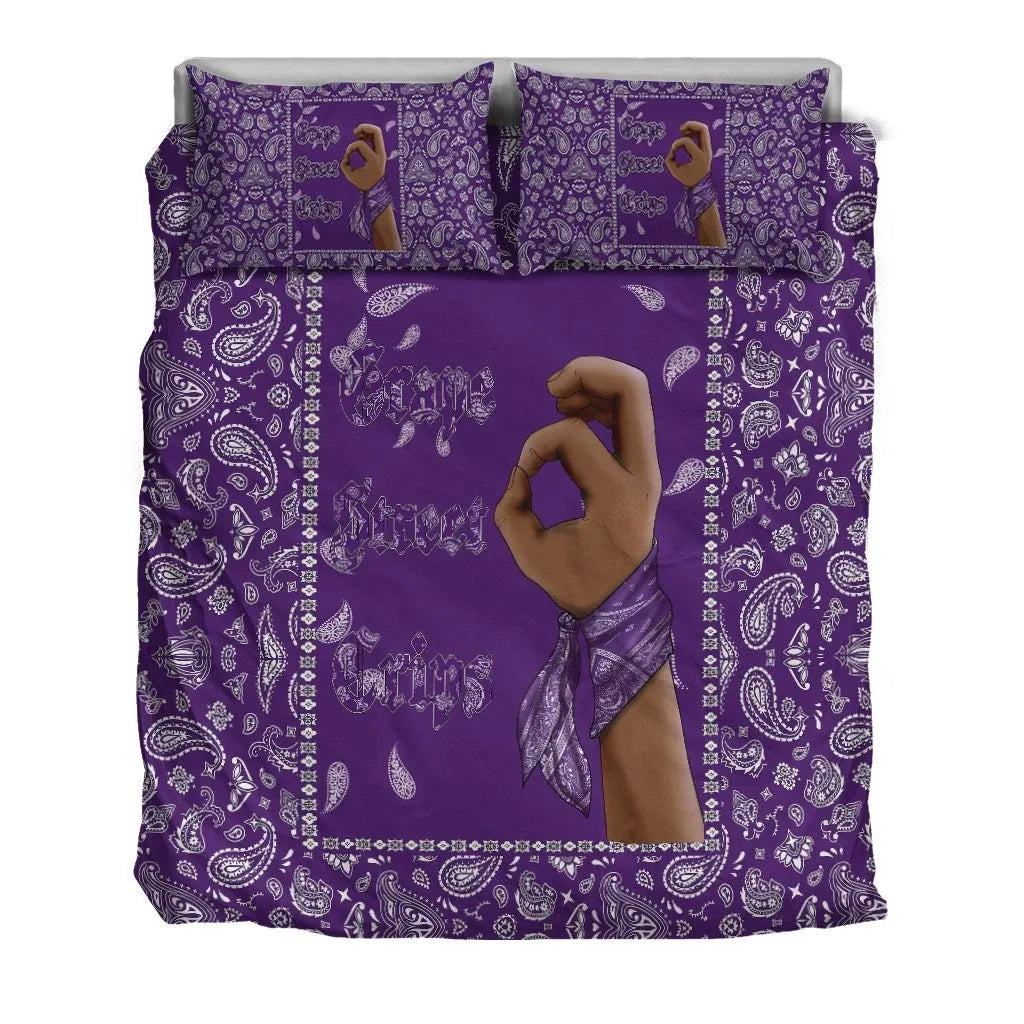 Grape Street Crips Gang Sign - Bedding Set Purple Bandana