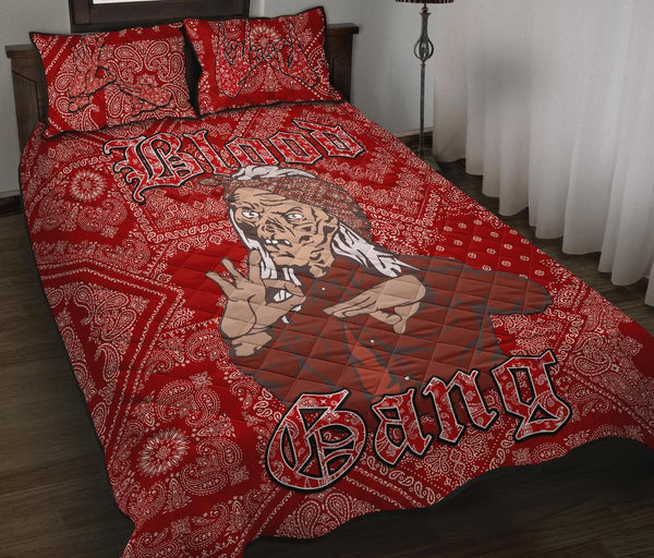 Blood Gang Quilt Bed Set - Red Paisley