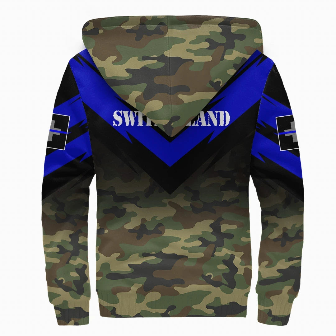 Switzerland Flag Sherpa Hoodie Based Version Of The Thin Blue Line Symbol