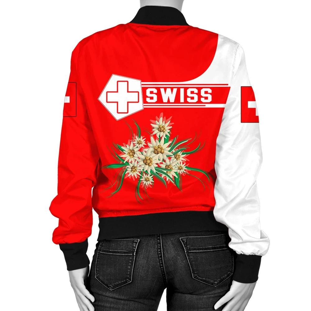 Switzerland Coat Of Arms Women Bomber Jacket Simple Style